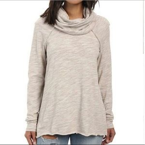 Free People Beach Oatmeal Cocoon Cowl Neck Pullover Top Two Body
